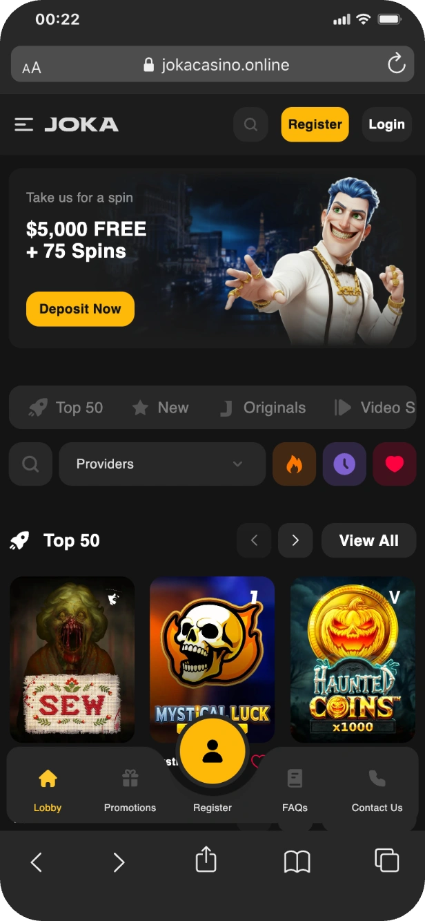 Open in Safari - JokaRoom Casino